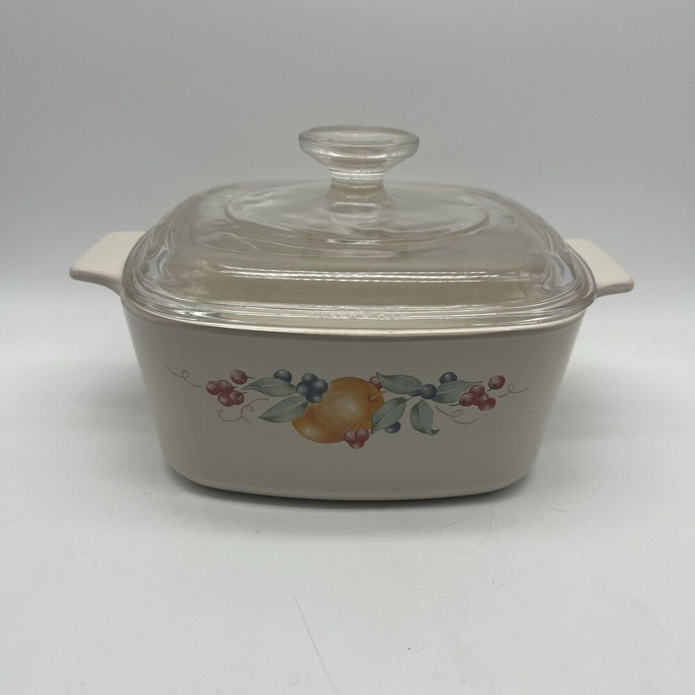 CorningWare Abundance Fruits Casserole Dish, A-1.5-B 1.5 Liter, w/ Pyrex Lid